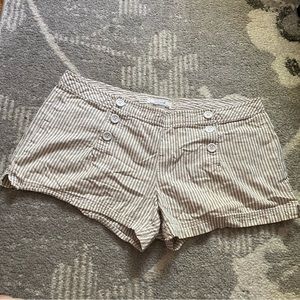 Aerie Cream Tan Pinstripe Nautical Front Button Shorts